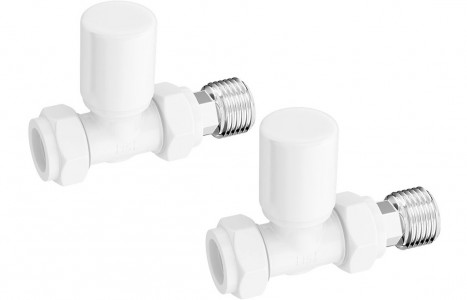 Patterned White Radiator Valves - Straight [PLUM104989]