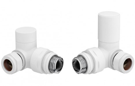Patterned White Radiator Valves - Corner [PLUM104990]