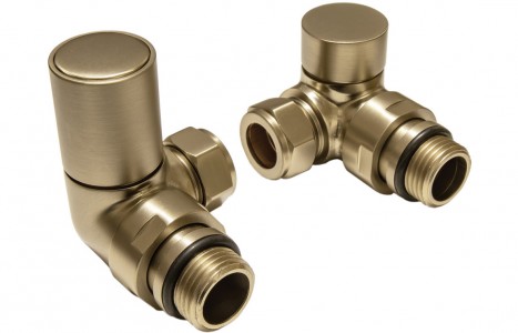 Brushed Brass Radiator Valves - Corner [PLUM107161]