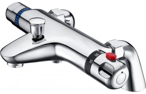 Deck Mounted Thermostatic Bath/Shower Mixer Valve - Chrome [PLUM105825]