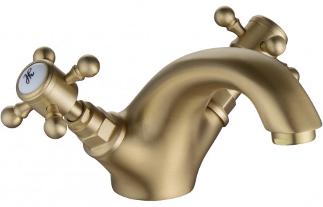 Bergamo Basin Mixer & Pop Up Waste - Brushed Brass [PLUM106803]