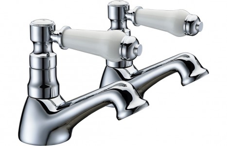 Monza Basin Pillar Taps - Chrome [PLUM105595]