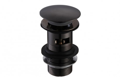 Slotted Basin Push Button Waste - Matt Black [PLUM105800]