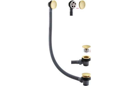 Sprung Bath Waste & Overflow - Brushed Brass [PLUM105815]