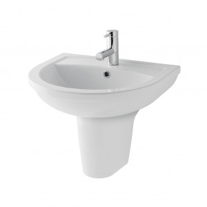 Eastbrook 26.0005 Dura Cloakroom Basin 450mm with Fixings 1 Taphole White (Pedestal & Brassware NOT Included)