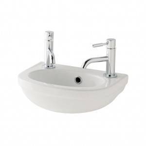 Eastbrook 26.0011 Dura Cloakroom Basin 360mm 2 Tapholes White (Brassware NOT Included)