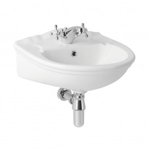 Eastbrook 26.0023 Tamarind Cloakroom Basin 465mm 2 Tapholes White (Brassware NOT Included)