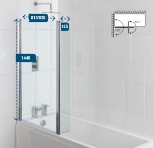 Eastbrook 69.0141 Quantum Bath Screen with Towel Rail 1400mm