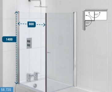 Eastbrook 58.717 Type 1 Bath Screen for Across 750mm Bath 1400mm Height (Universal Screen NOT Included)