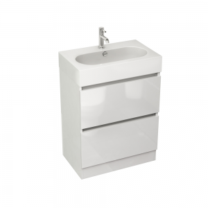 Imex Ceramics EC60FSWG Echo 600mm Two Drawer Floor Mounted Basin Unit White Gloss