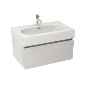 Imex Ceramics EC80WMWG Echo 800mm Single Drawer Wall Mounted Basin Unit White Gloss