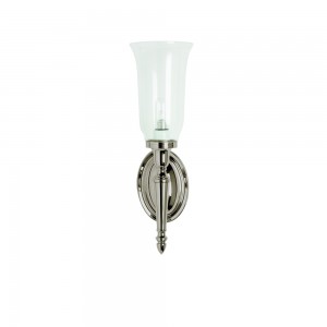 Arcade Vase Clear Glass shade - 18.5 x 32.5h x 17cm. 40W G9 bulb. IP44 - Nickel  [ELAL14]