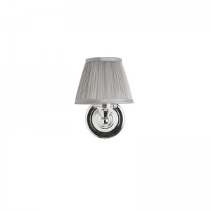 Burlington ELBL15 LED Round Base Wall Light Chrome & Chiffon Silver Pleated Shade