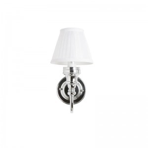 Burlington ELBL22 LED Ornate Base Wall Light Chrome & White Fine Pleated Shade