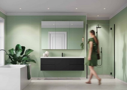 Fibo Contemporary Aqualock Wall Panel 2400 x 600mm (Tile Size 600 x 400mm) Light Green [T3085-M6040]