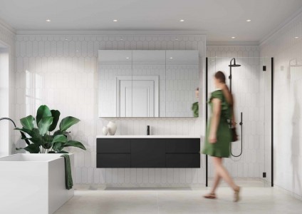 Fibo Urban Aqualock Wall Panel with Elongated Hexagon Tile 2400 x 600mm Denver White [T3091-M79]