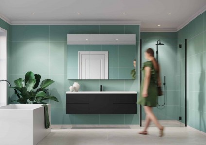 Fibo Contemporary Aqualock Wall Panel 2400 x 600mm (Tile Size 600 x 400mm) Aqua Mint [T3212-M6040]