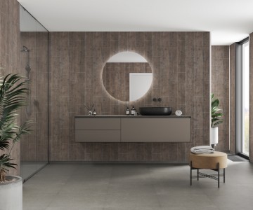 Fibo Scandinavian Aqualock Wall Panel with Vertical Plank 2400 x 600mm Rough Wood [T7969-M76]