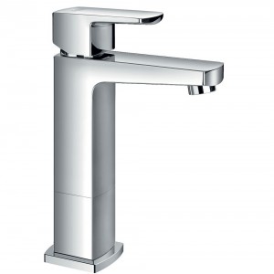 Flova DEMBAS Dekka Mid Height Mono Basin Mixer/Slotted Clicker Waste Set Chrome 230mm