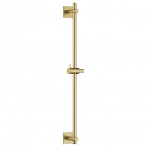 Flova Slide Rail 700mm with Integral Wall Outlet & Square Plate Brushed Brass [BRB-LVSSWO-SQ]