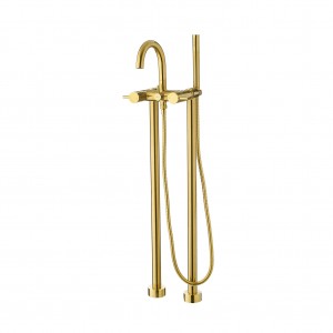 Flova Levo Floor Standing Bath & Shower Mixer Tap (2 Tapholes) Brushed Gold [BG-LVTBSM]