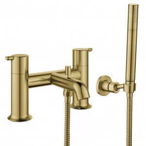 Flova Moonlight Deck Mounted Bath & Shower Mixer Tap (2 Tapholes) Brushed Brass [BRB-MLBSM]