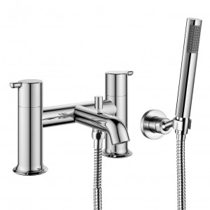 Flova Moonlight Deck Mounted Bath & Shower Mixer Tap (2 Tapholes) Diamond Chrome [MLBSM]