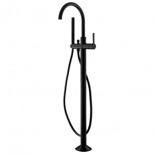 Flova Moonlight Floor Standing Bath & Shower Mixer Tap (Single Taphole) Matt Black [MB-MLFMBSM]