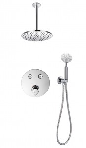 Flova AL2WPK2-V Allore GoClick 2-Outlet Thermostatic Shower Valve with Fixed Head & Hand Shower Kit Chrome