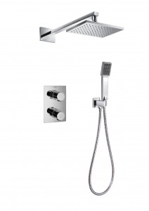 Flova AN2WPK1-U Annecy 2-Outlet Thermostatic Shower Valve with Fixed Head & Hand Shower Kit Chrome