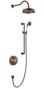 Flova LIB2WPK1-ORB-U Liberty 2-Outlet Thermostatic Shower Valve with Fixed Head and Slide Rail Kit Oil Rubbed Bronze
