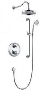 Flova LIB2WPK1-U Liberty 2-Outlet Thermostatic Shower Valve with Fixed Head and Slide Rail Kit Chrome