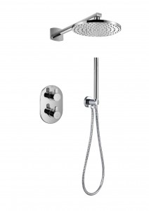 Flova SM2WPK1-U Smart 2-Outlet Thermostatic Shower Valve with Fixed Head and Handshower Kit Chrome