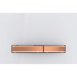 Geberit Sigma50 Dual Flush Plate - White / Red Gold [115670112]