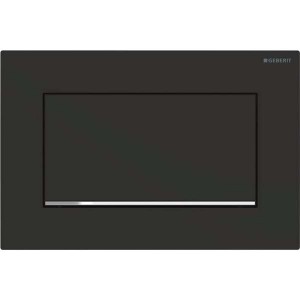 Geberit Sigma30 Stop and Go Flush Plate - Matt Black Matt Coated / Gloss Chrome Plated [115893141]