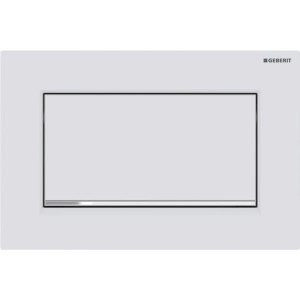 Geberit Sigma30 Stop and Go Flush Plate - White Matt Coated / Gloss Chrome Plated [115893JT1]