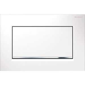 Geberit Sigma30 Stop and Go Flush Plate - White / Gloss Chrome / White [115893KJ1]