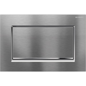 Geberit Sigma30 Stop and Go Flush Plate - Brushed chrome / Gloss chrome [115893KX1]