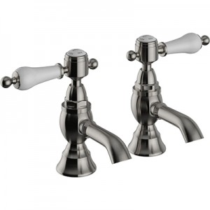 Heritage Glastonbury Basin Pillar Taps Brushed Nickel [TGRCN00]