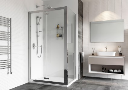 Roman Haven8 Bi-Fold Shower Door 1200mm - Alcove or Corner Fitting [H4B12CS] [SIDE PANEL NOT INCLUDED]