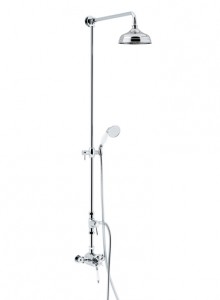 Heritage SDCDUAL07 Dawlish Exposed Shower with Premium Fixed Riser Kit & Diverter to Handset Kit Chrome