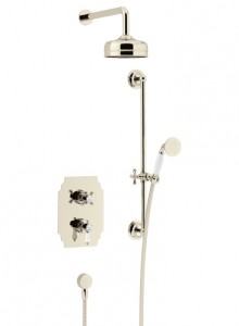 Heritage SGDUAL04 Glastonbury Recessed Shower with Premium Fixed Head & Flexible Riser Kit Vintage Gold