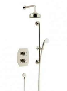 Heritage SHDDUAL06 Hartlebury Recessed Shower with Premium Fixed Head & Flexible Riser Kit Vintage Gold