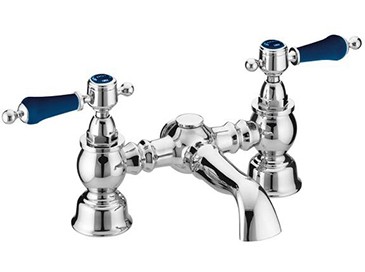 Heritage TGRBL07 Glastonbury Bath Filler Taps Chrome with Midnight Blue Handles