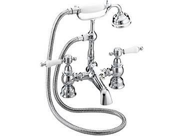 Heritage TGRC02 Glastonbury Bath Shower Mixer Chrome with White Handles