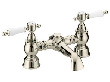 Heritage TGRG07 Glastonbury Bath Filler Taps Vintage Gold with White Handles