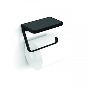 HIB ACTRHBK01 Atto (Matt Black) Toilet Roll Holder with shelf & Anit-Slpit Mat 100 x 140mm