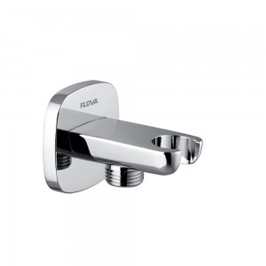 Flova KI122A Oval Wall Outlet Elbow with Handset Holder Chrome