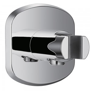 Flova KI123A Oval Wall Outlet Elbow with Handset Holder Chrome