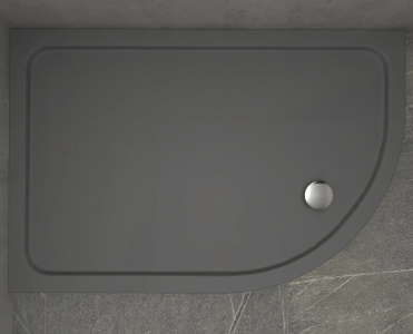 Kudos KStone Slip Resistant Offset Quadrant Shower Tray (RH) 1200 x 800mm - Slate Grey [KSQ12080RHSRGR]